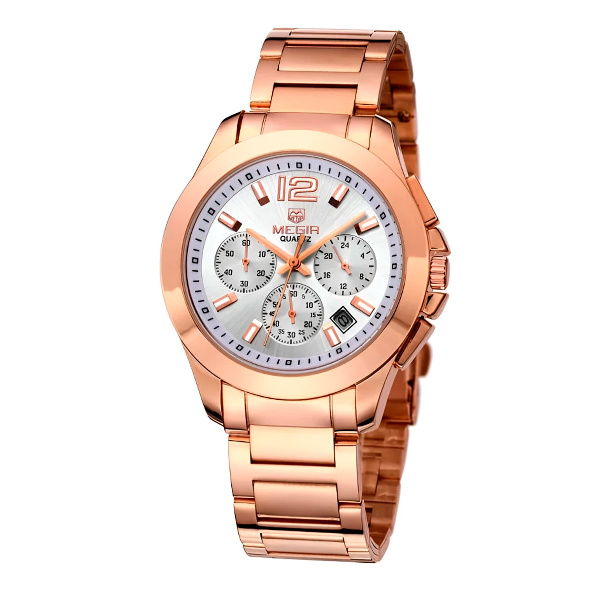 RELOJ MEGIR ACERO ORO ROSA MEG-75