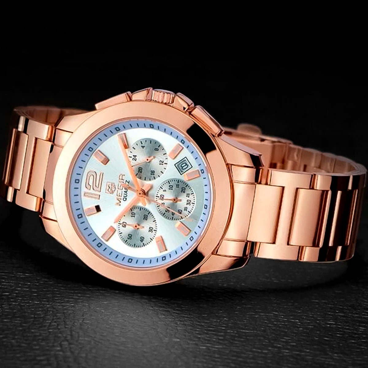 RELOJ MEGIR ACERO ORO ROSA MEG-75