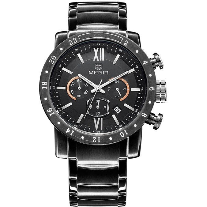 RELOJ MEGIR ACERO NEGRO MEG-79