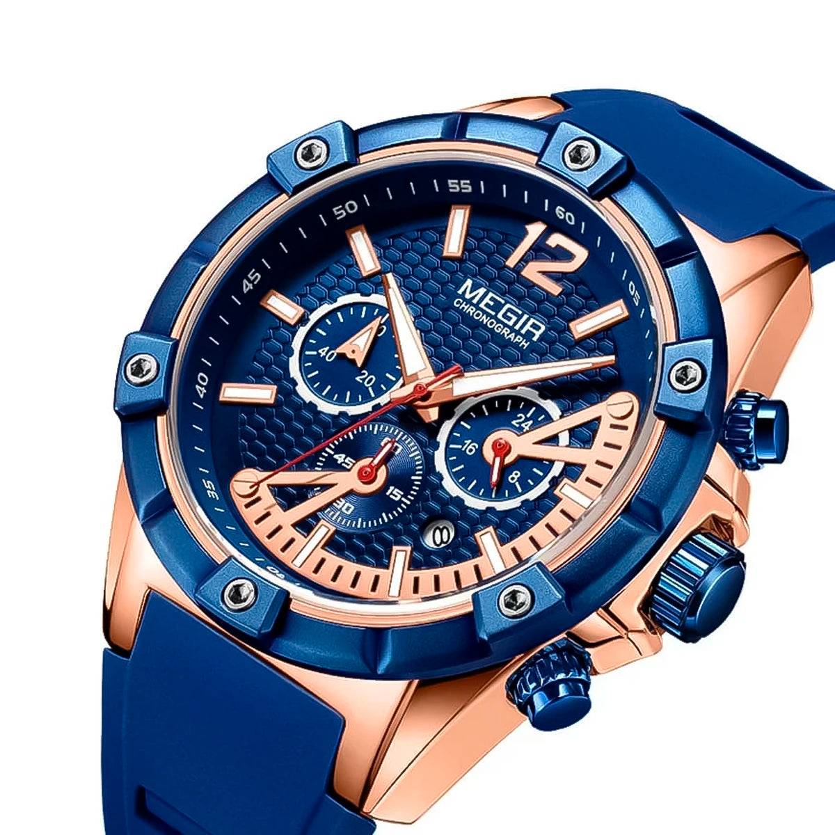 RELOJ MEGIR CORREA SILICONA AZUL MEG-7