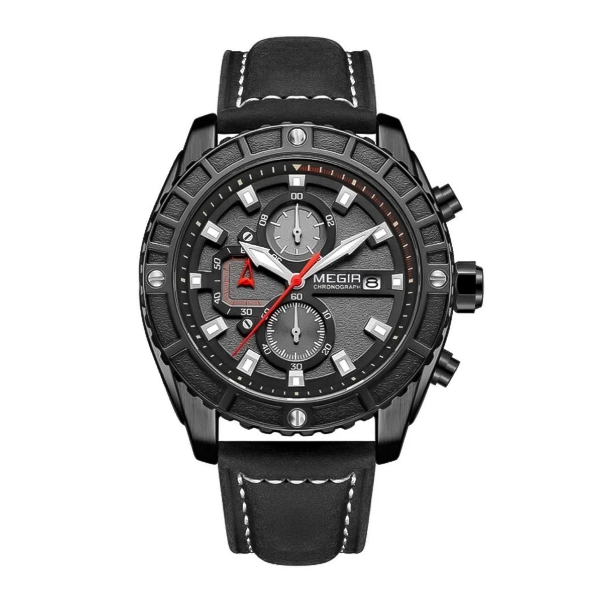 Reloj Megir Hombre Cuero Negro | MEG-82