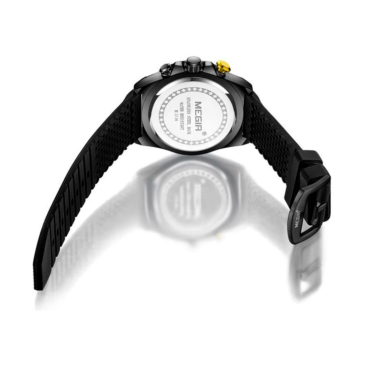 RELOJ MEGIR SILICONA NEGRO DORADO MEG-84