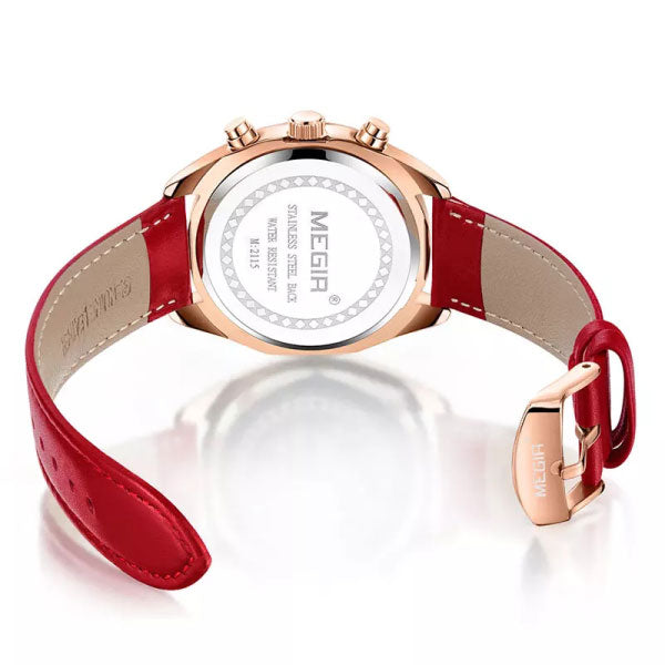 Reloj Megir MEG-M-1 Mujer Cuero Rojo