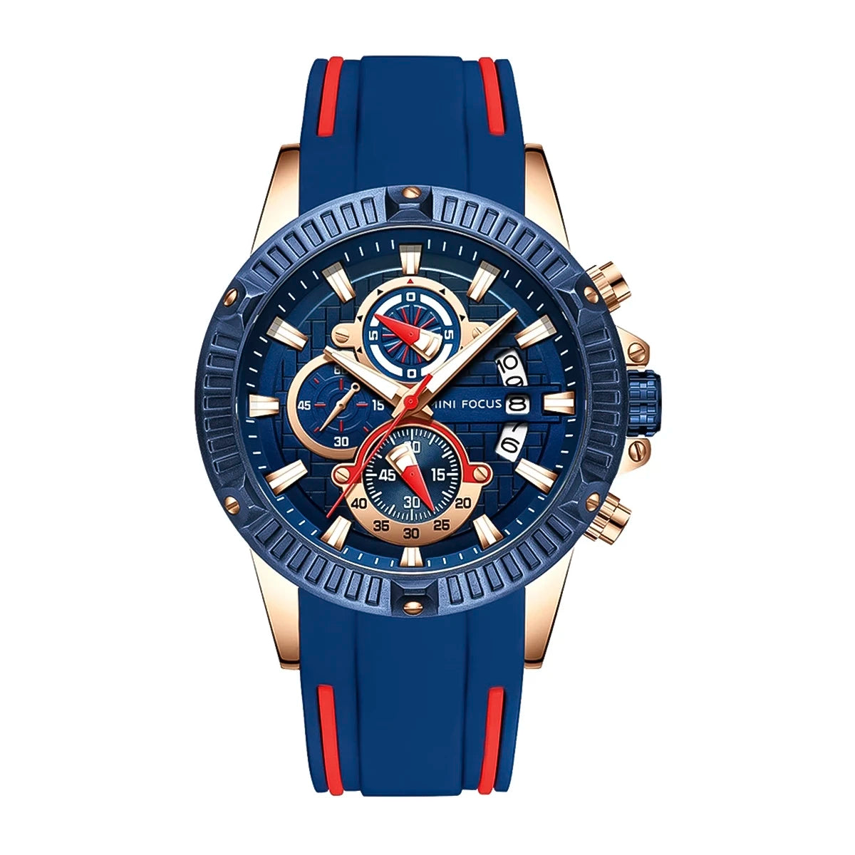 RELOJ MINIFOCUS SILICONA AZUL-ROJO MIN-10