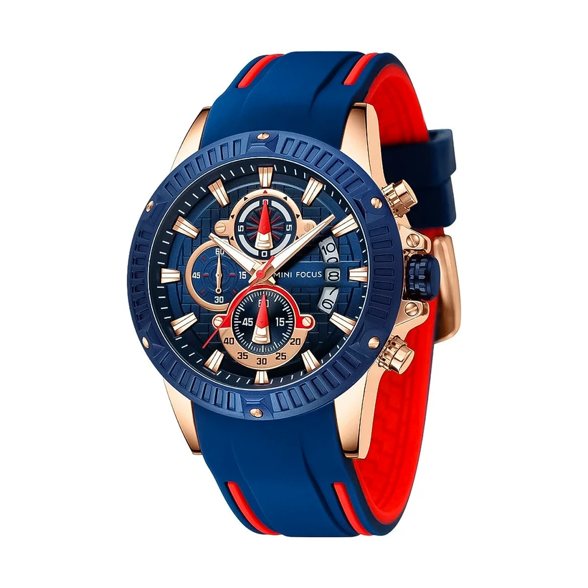 RELOJ MINIFOCUS SILICONA AZUL-ROJO MIN-10