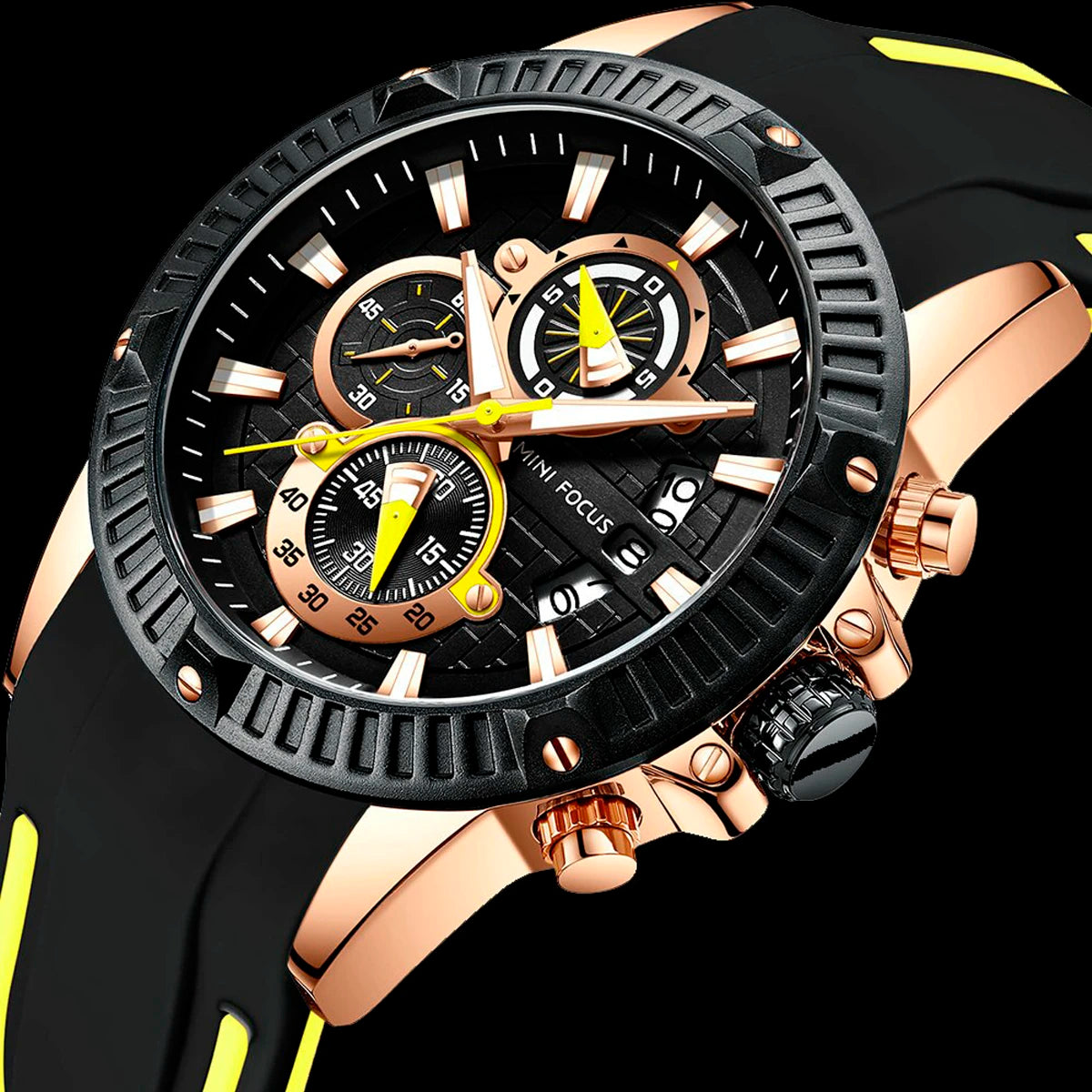 RELOJ MINIFOCUS SILICONA NEGRO-NEON MIN-12