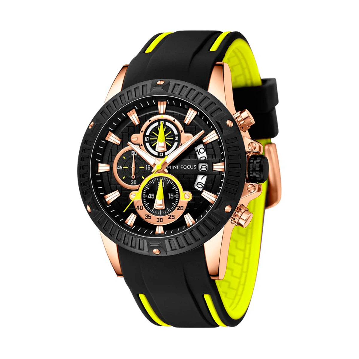 RELOJ MINIFOCUS SILICONA NEGRO-NEON MIN-12