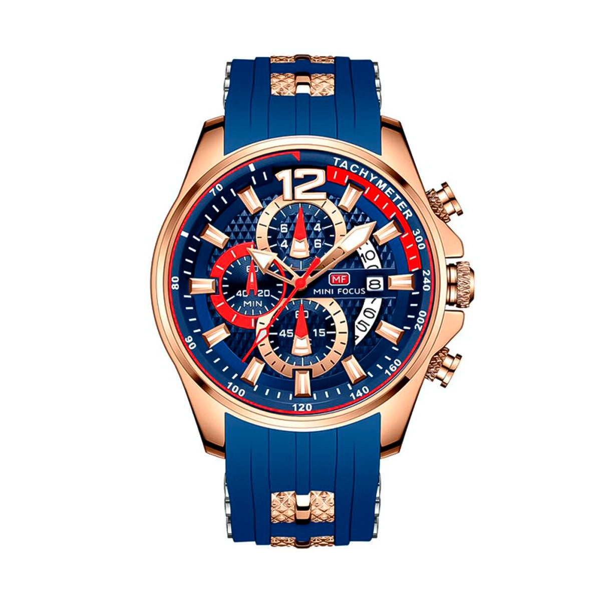 RELOJ MINIFOCUS SILICONA AZUL-DORADO MIN-16