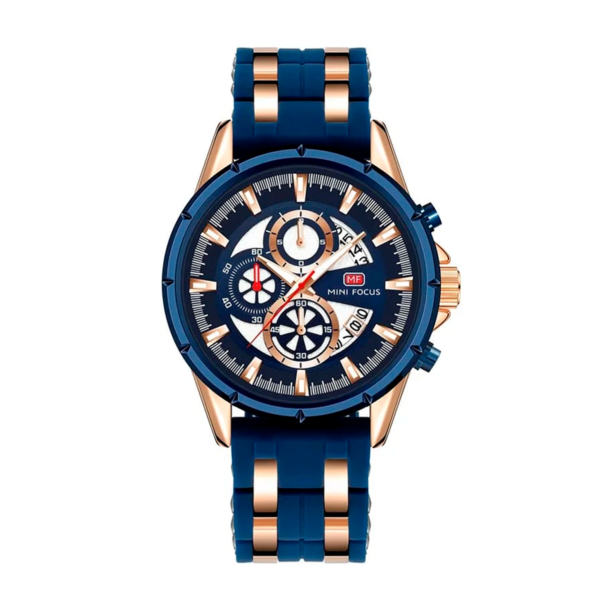 RELOJ MINIFOCUS SILICONA AZUL-BLANCO MIN-18