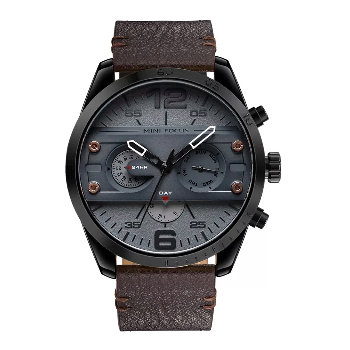 RELOJ MINIFOCUS CORREA CUERO MARRÓN MIN-19