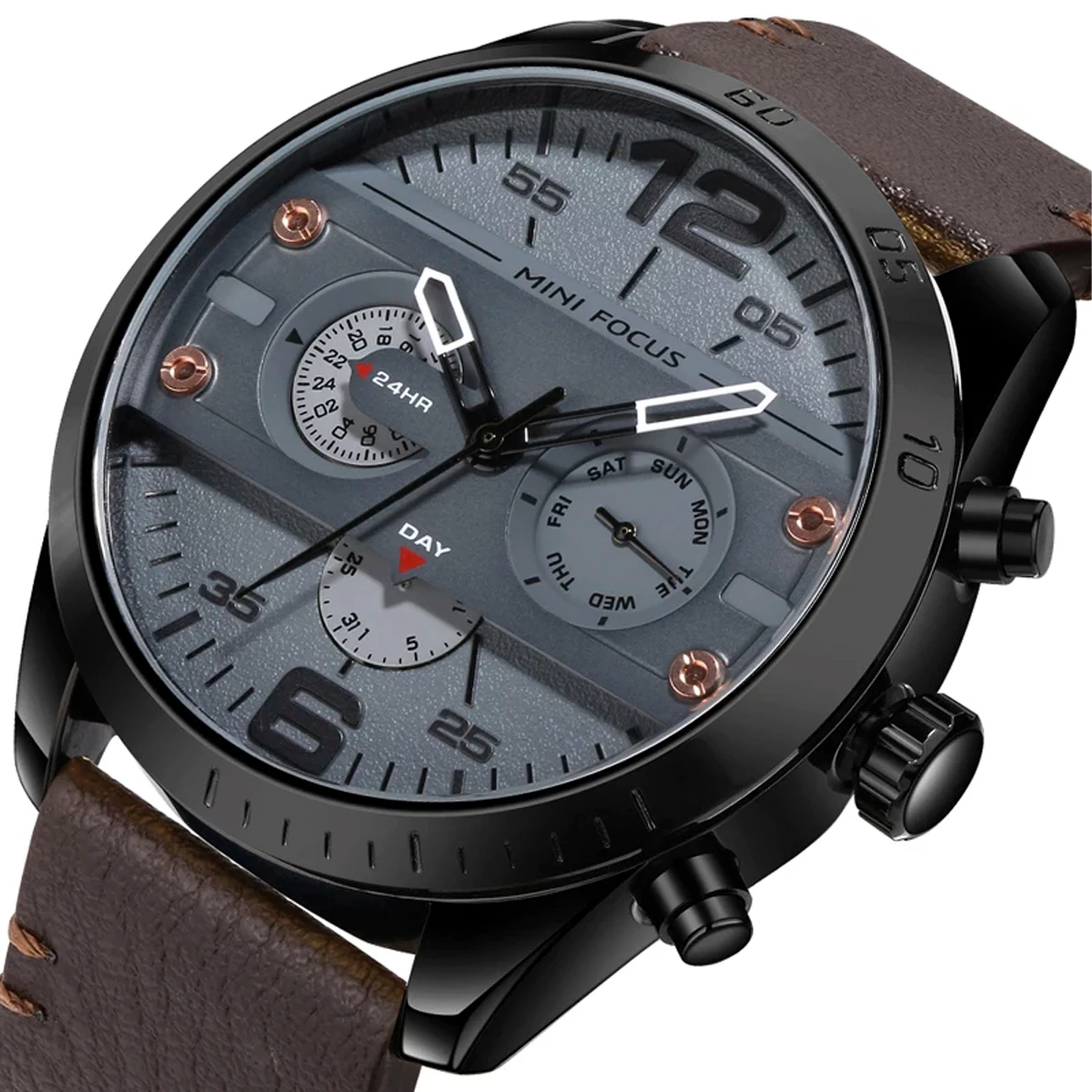 RELOJ MINIFOCUS CORREA CUERO MARRÓN MIN-19