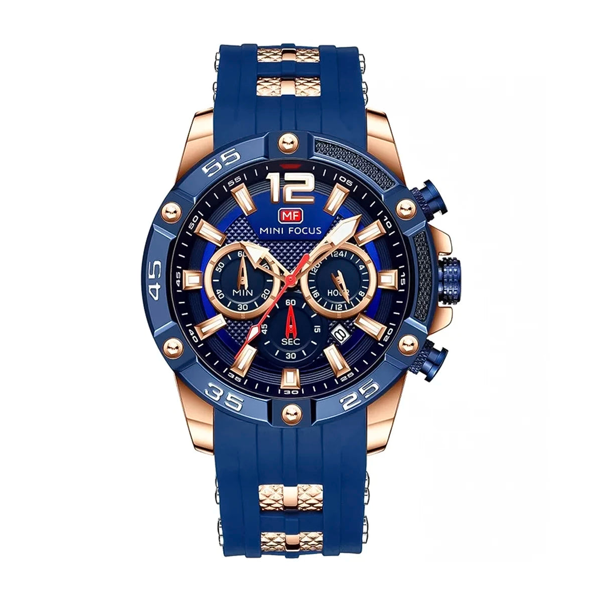 RELOJ MINIFOCUS SILICONA AZUL-DORADO MIN-2