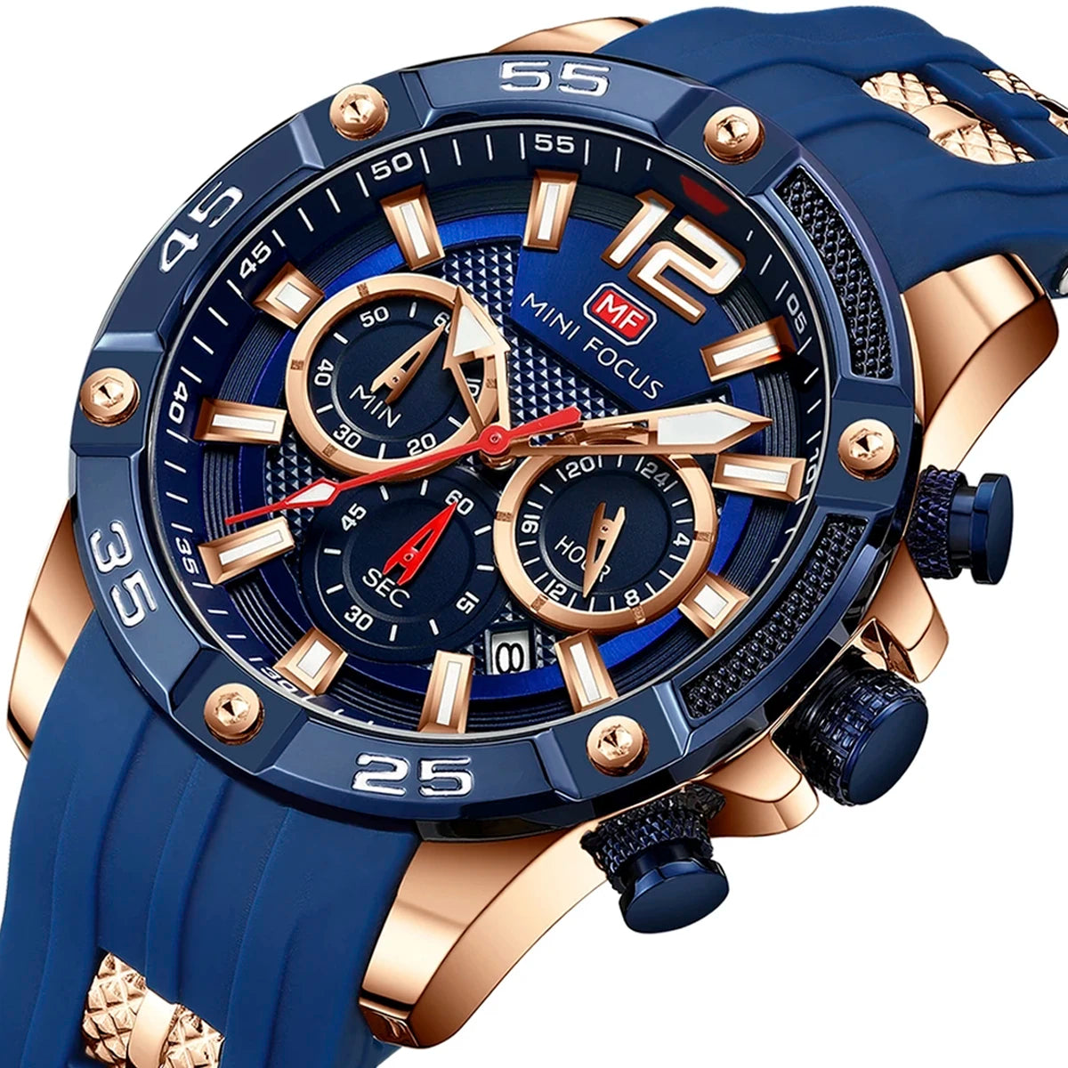 RELOJ MINIFOCUS SILICONA AZUL-DORADO MIN-2