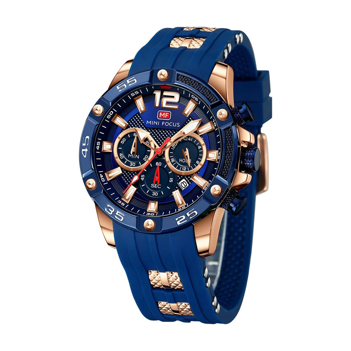 RELOJ MINIFOCUS SILICONA AZUL-DORADO MIN-2