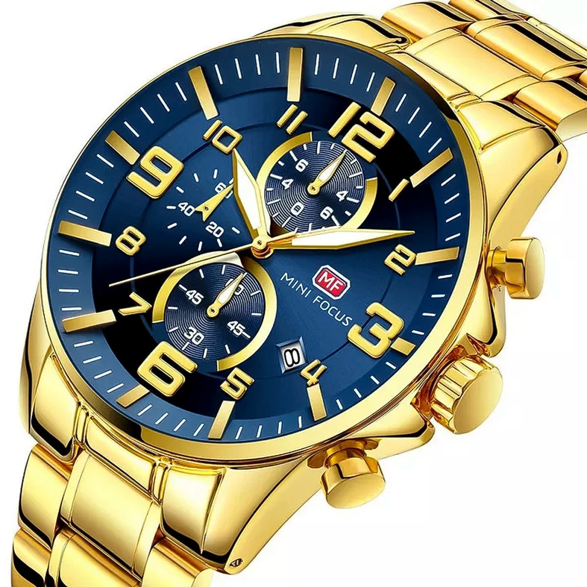 RELOJ MINIFOCUS ACERO DORADO AZUL MIN-26