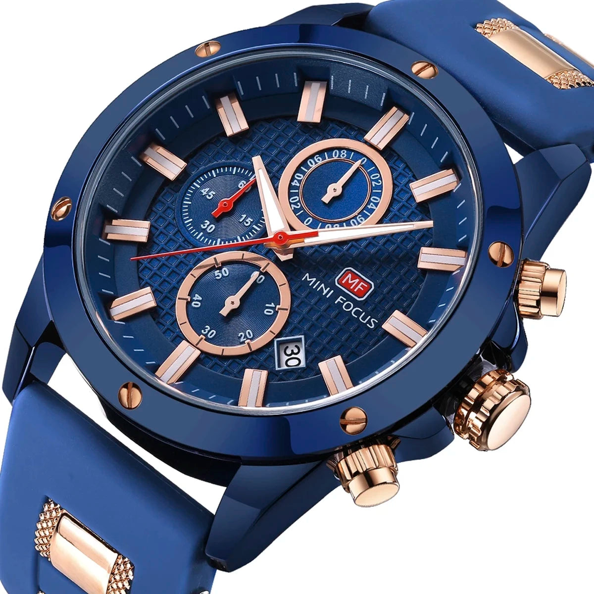 RELOJ MINIFOCUS SILICONA AZUL-DORADO MIN-7