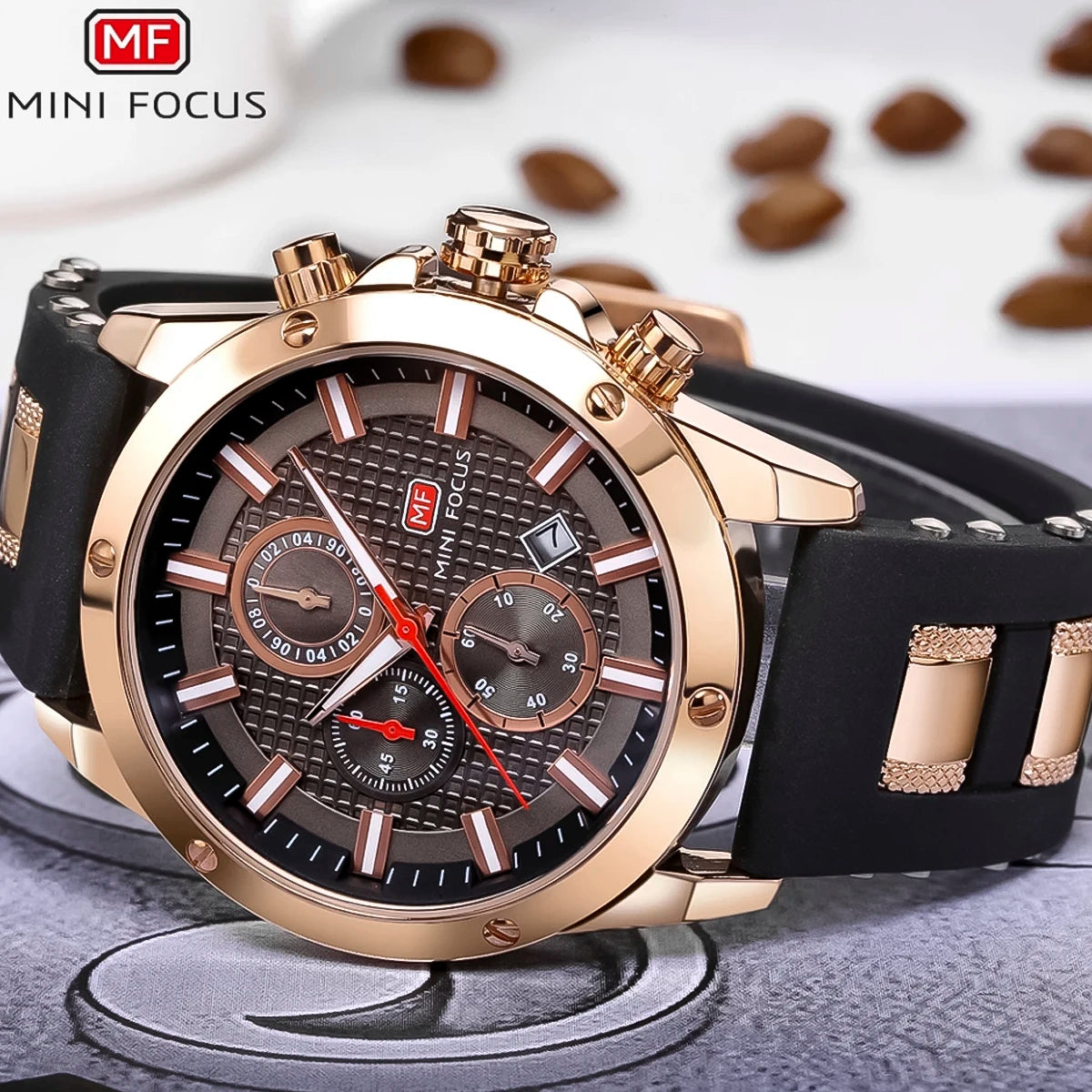 RELOJ MINIFOCUS SILICONA MARRÓN-DORADO MIN-9