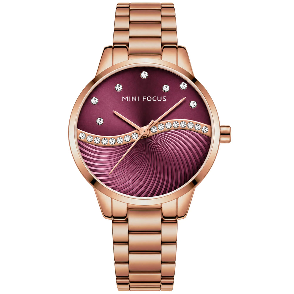 Reloj Minifocus Mujer Acero Guinda | MIN-M-5