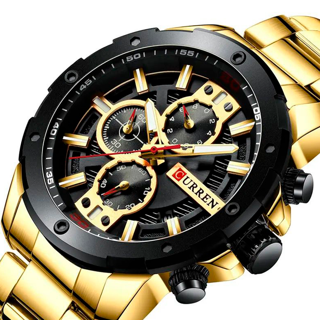 RELOJ CURREN ACERO DORADO-NEGRO CUR-42