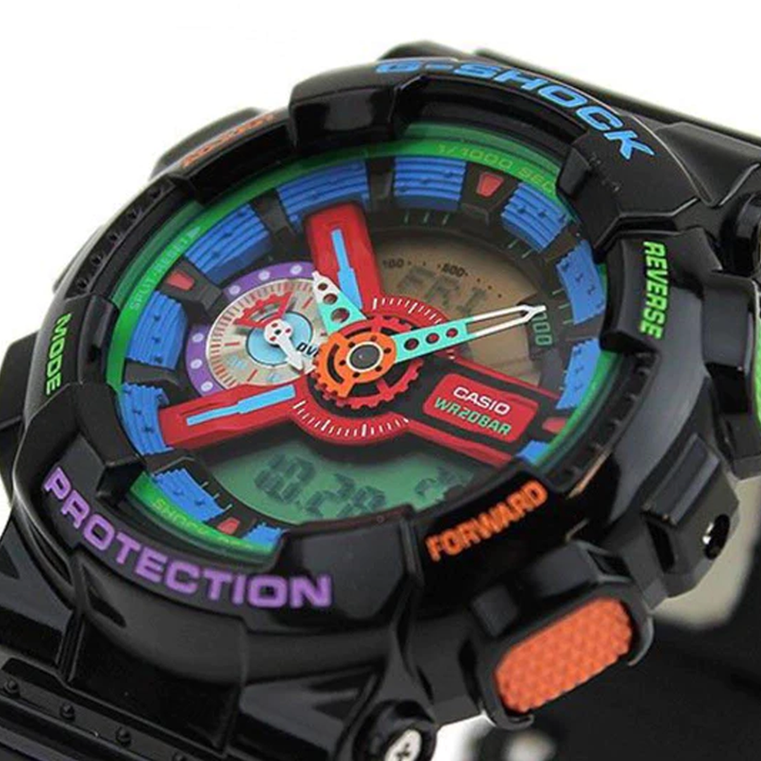 RELOJ G-SHOCK NEGRO MULTICOLOR G-S-107