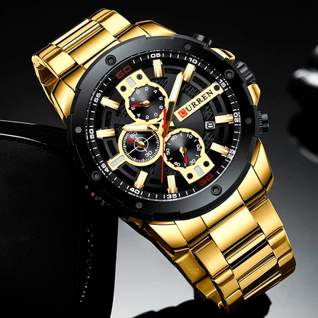 RELOJ CURREN ACERO DORADO-NEGRO CUR-42