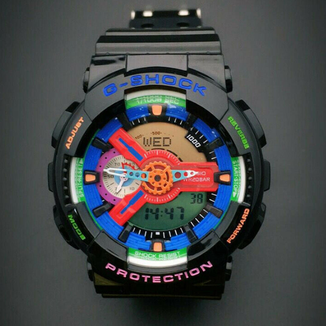 RELOJ G-SHOCK NEGRO MULTICOLOR G-S-107