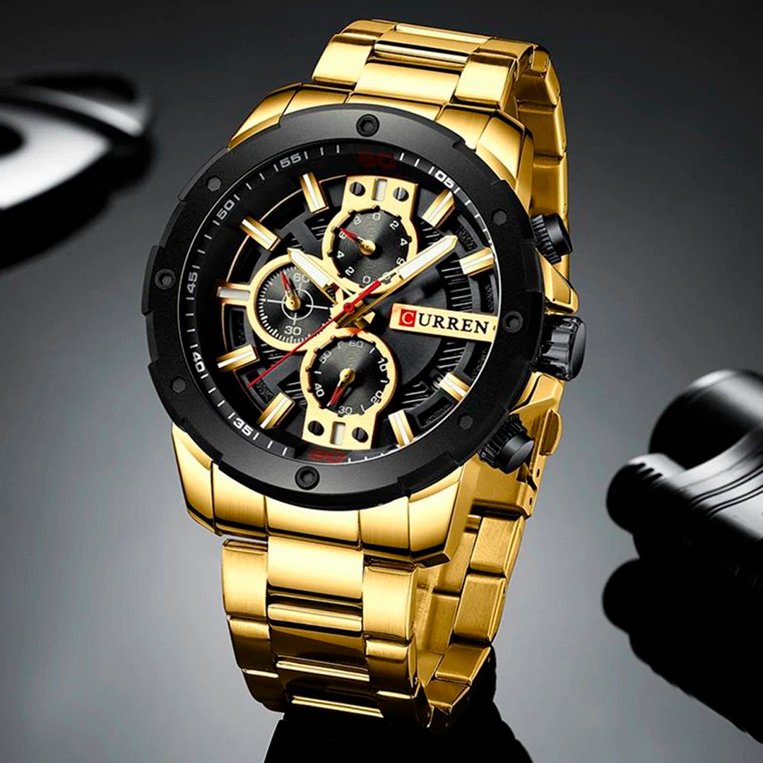 RELOJ CURREN ACERO DORADO-NEGRO CUR-42