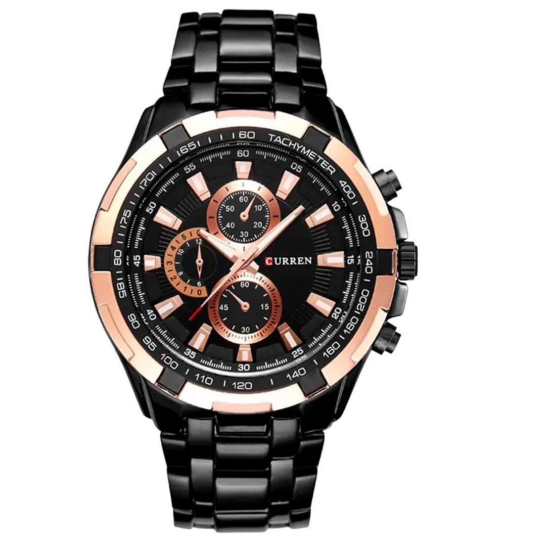 RELOJ CURREN ACERO NEGRO CON DORADO CUR-21