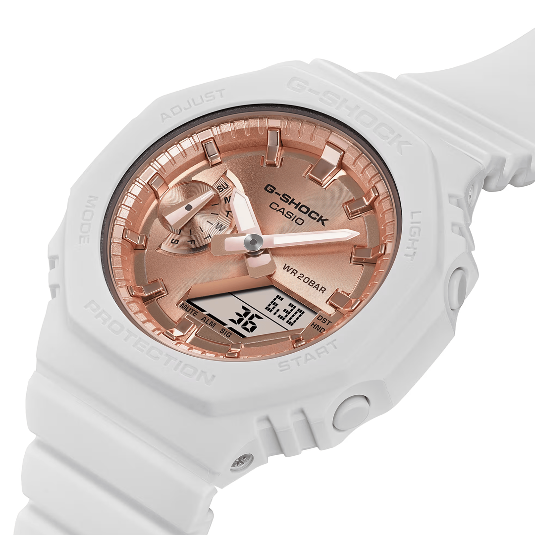 RELOJ G-SHOCK BLANCO-DORADO G-S-258