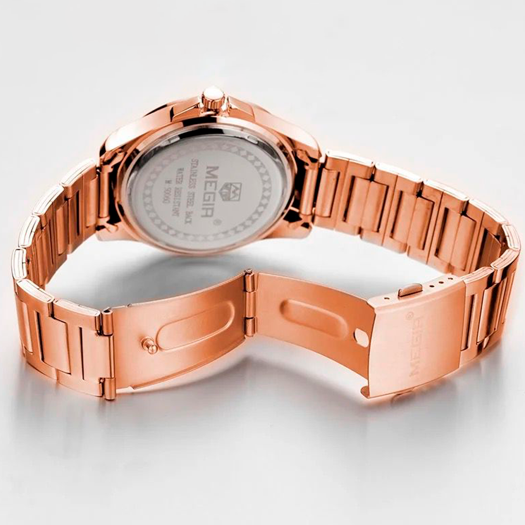 RELOJ MEGIR DE ACERO ORO ROSA MEG-M-5