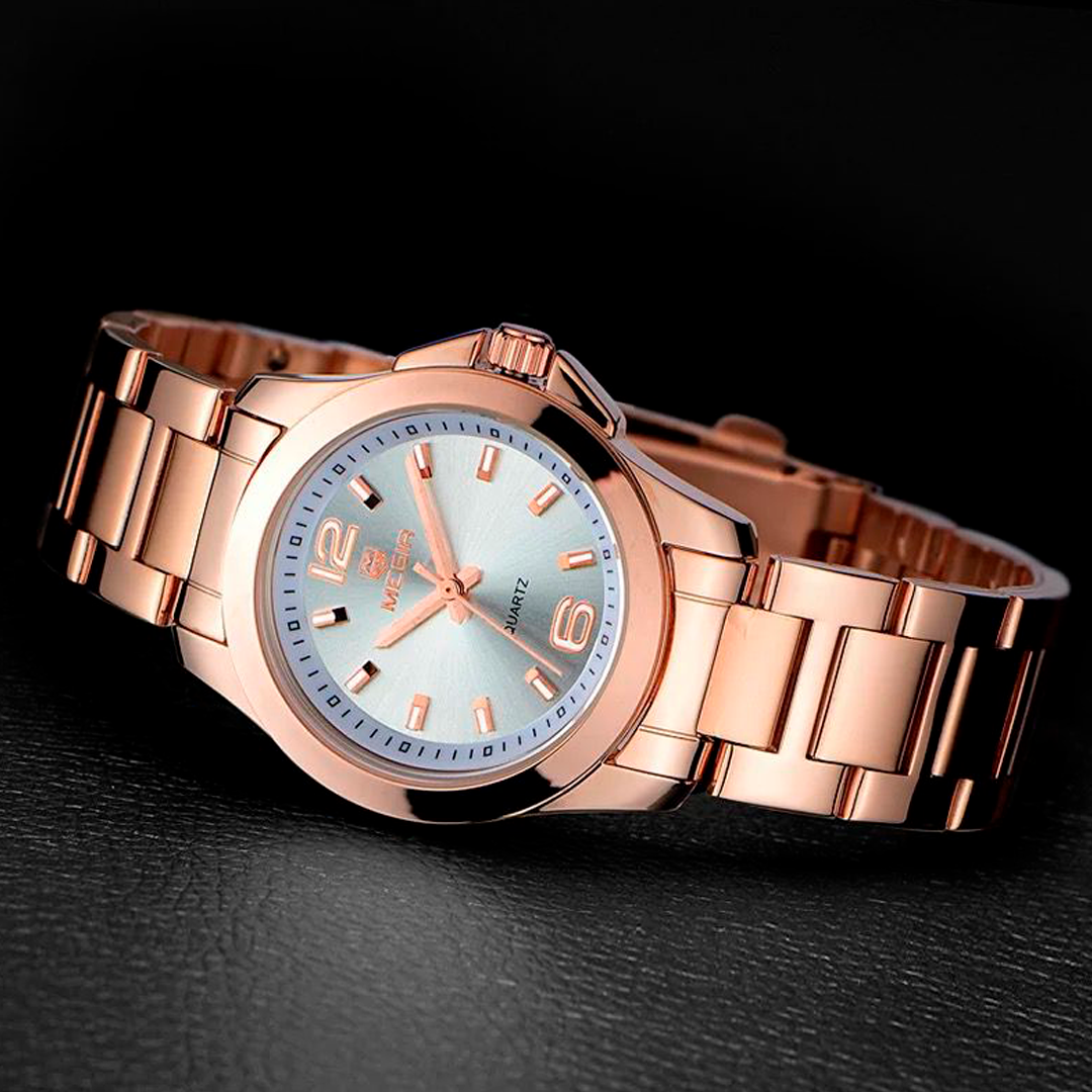 RELOJ MEGIR DE ACERO ORO ROSA MEG-M-5