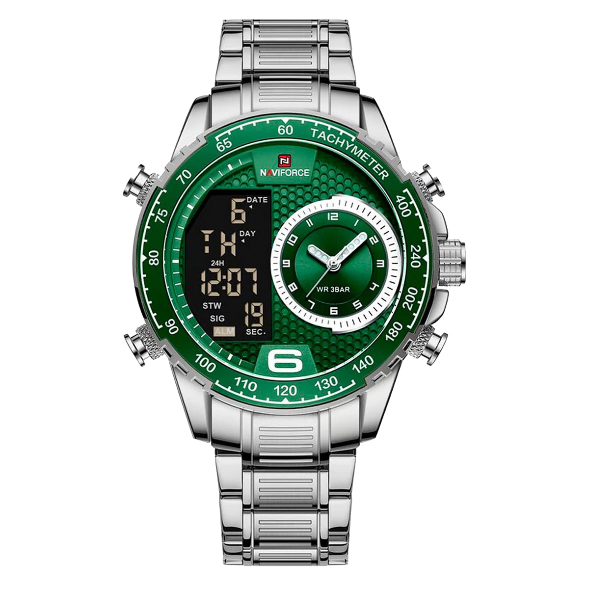 RELOJ NAVIFORCE ARO PLATA VERDE NAV-109