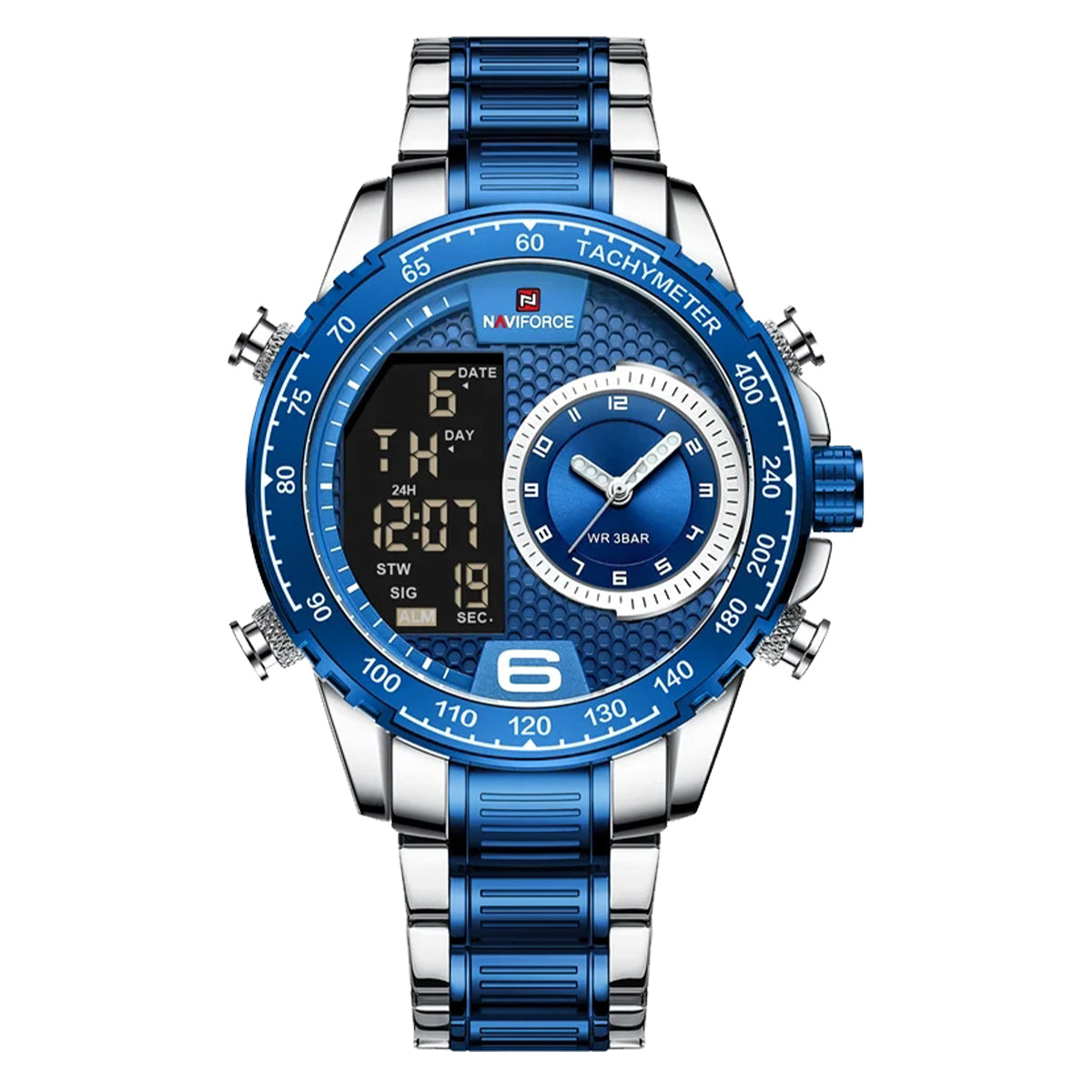 RELOJ NAVIFORCE ARO PLATA AZUL NAV-110