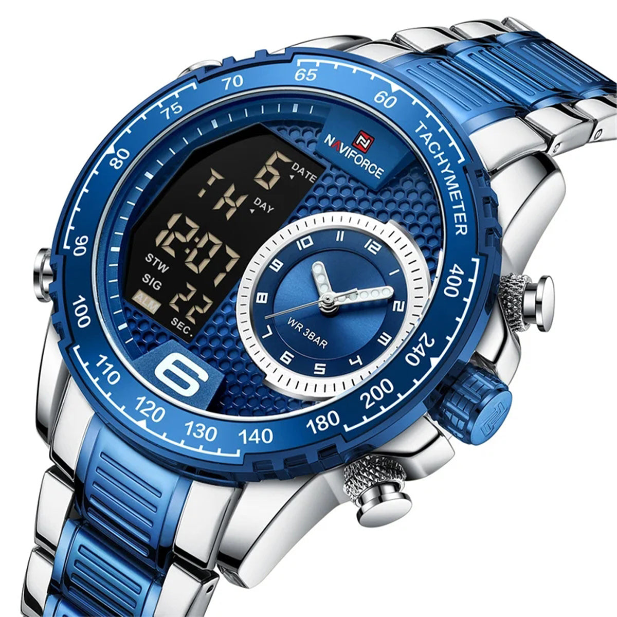 RELOJ NAVIFORCE ARO PLATA AZUL NAV-110