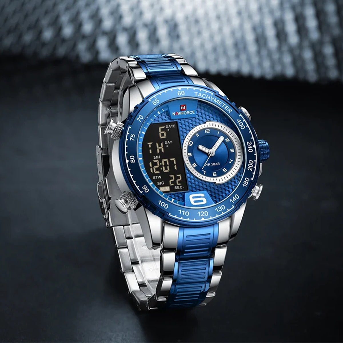 RELOJ NAVIFORCE ARO PLATA AZUL NAV-110