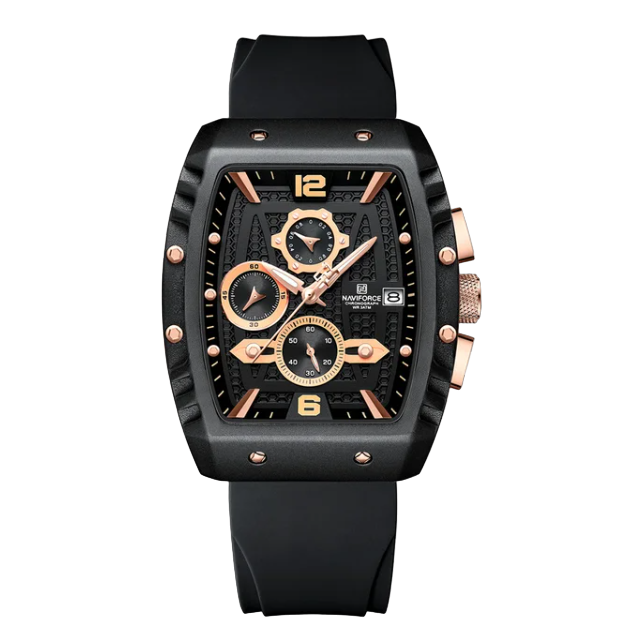 RELOJ NAVIFORCE RETRO NEGRO ORO ROSA NAV-122