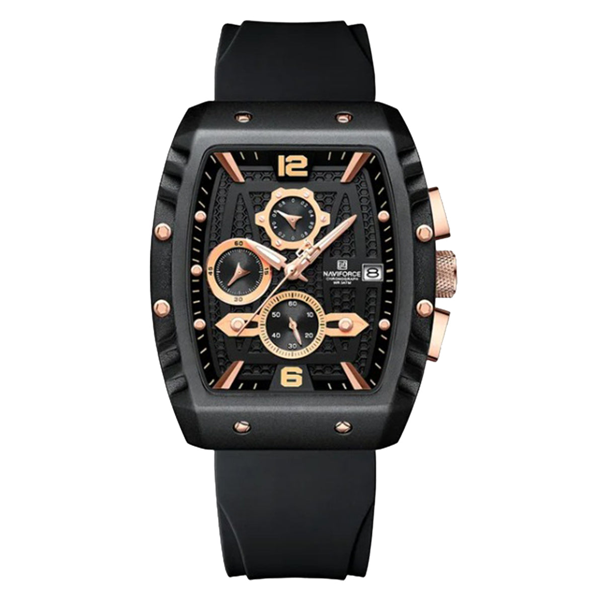 RELOJ NAVIFORCE RETRO NEGRO ORO ROSA NAV-122