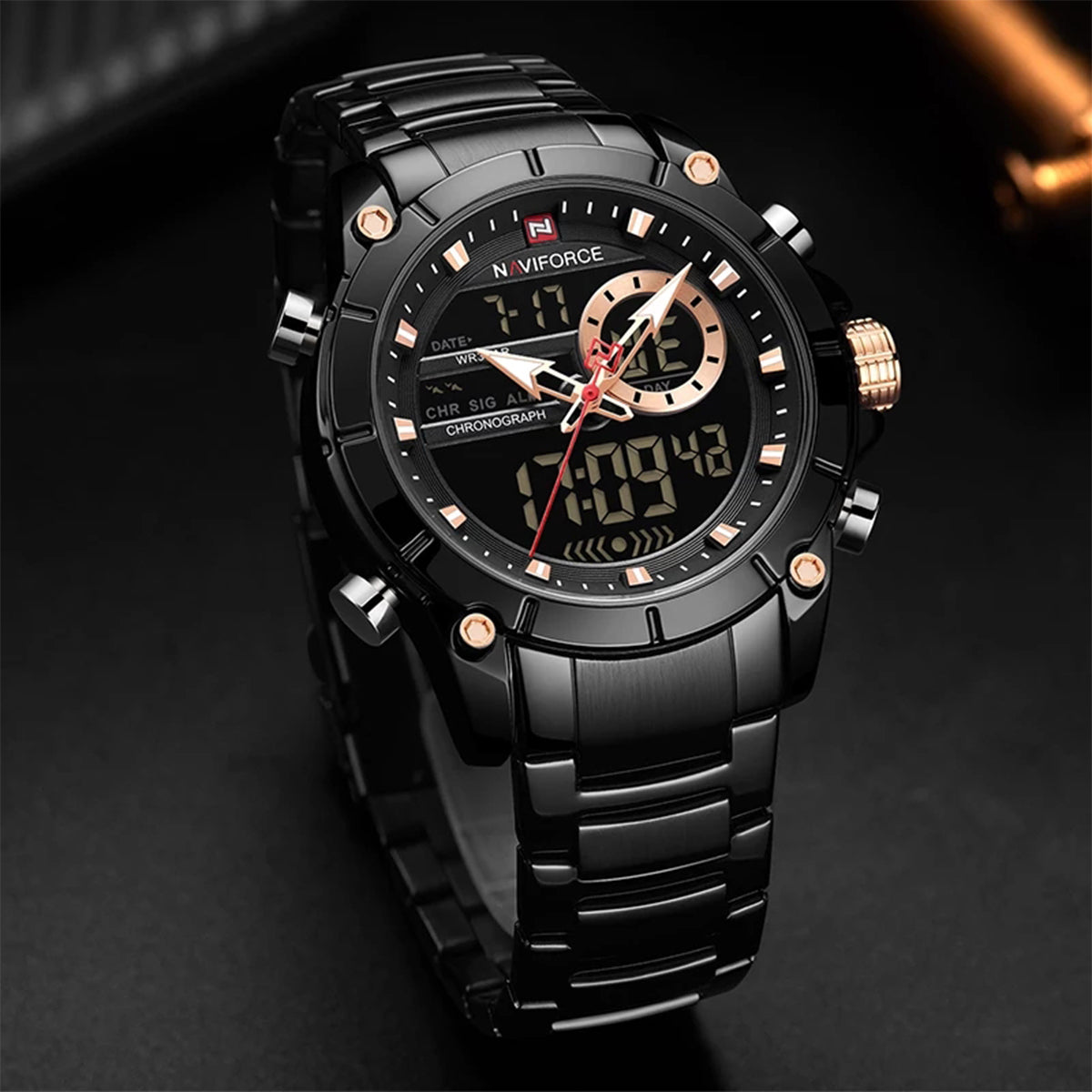 RELOJ NAVIFORCE ACERO NEGRO NAV-20