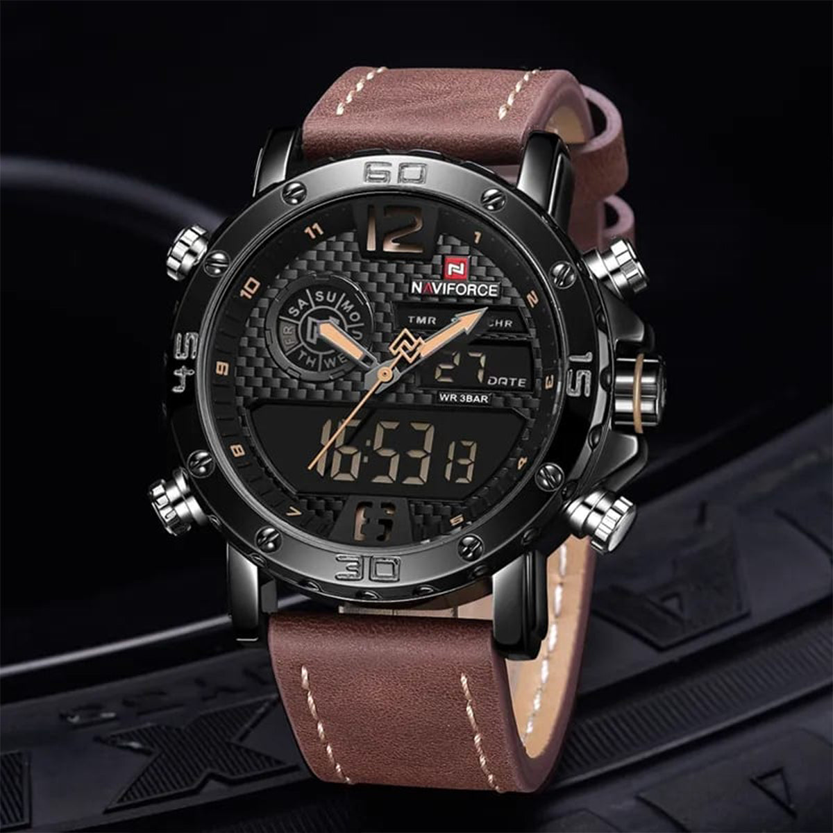 RELOJ NAVIFORCE CUERO MARRÓN CREMA NAV-34