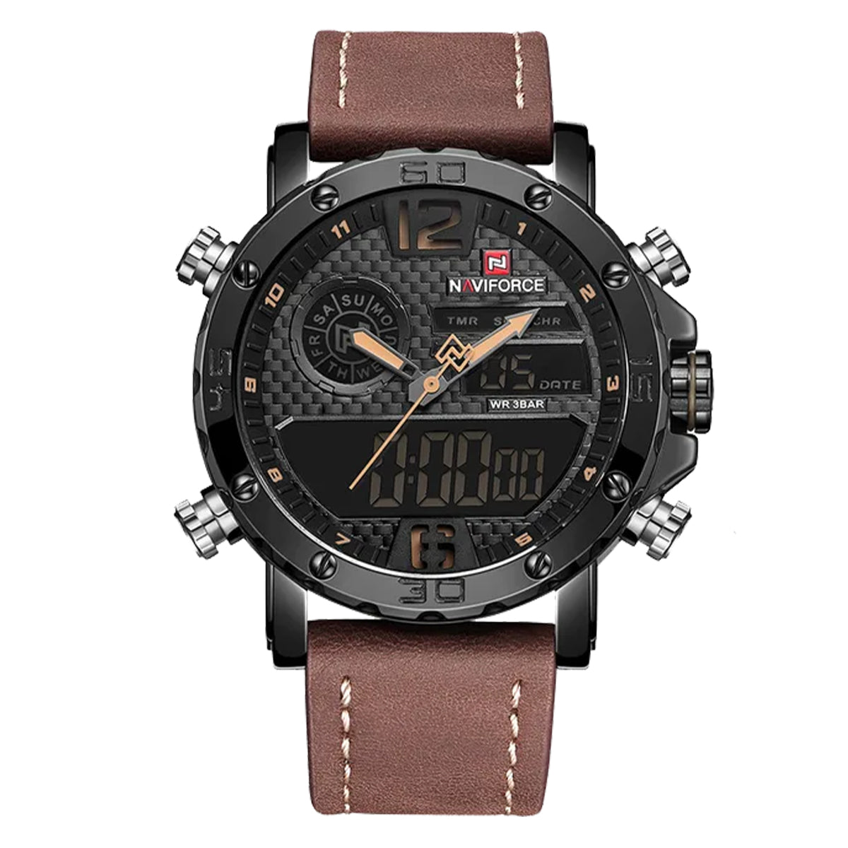 RELOJ NAVIFORCE CUERO MARRÓN CREMA NAV-34