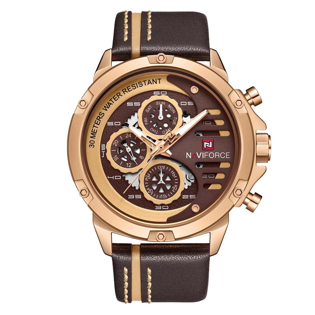 Reloj Naviforce Hombre Cuero Marrón | NAV-37