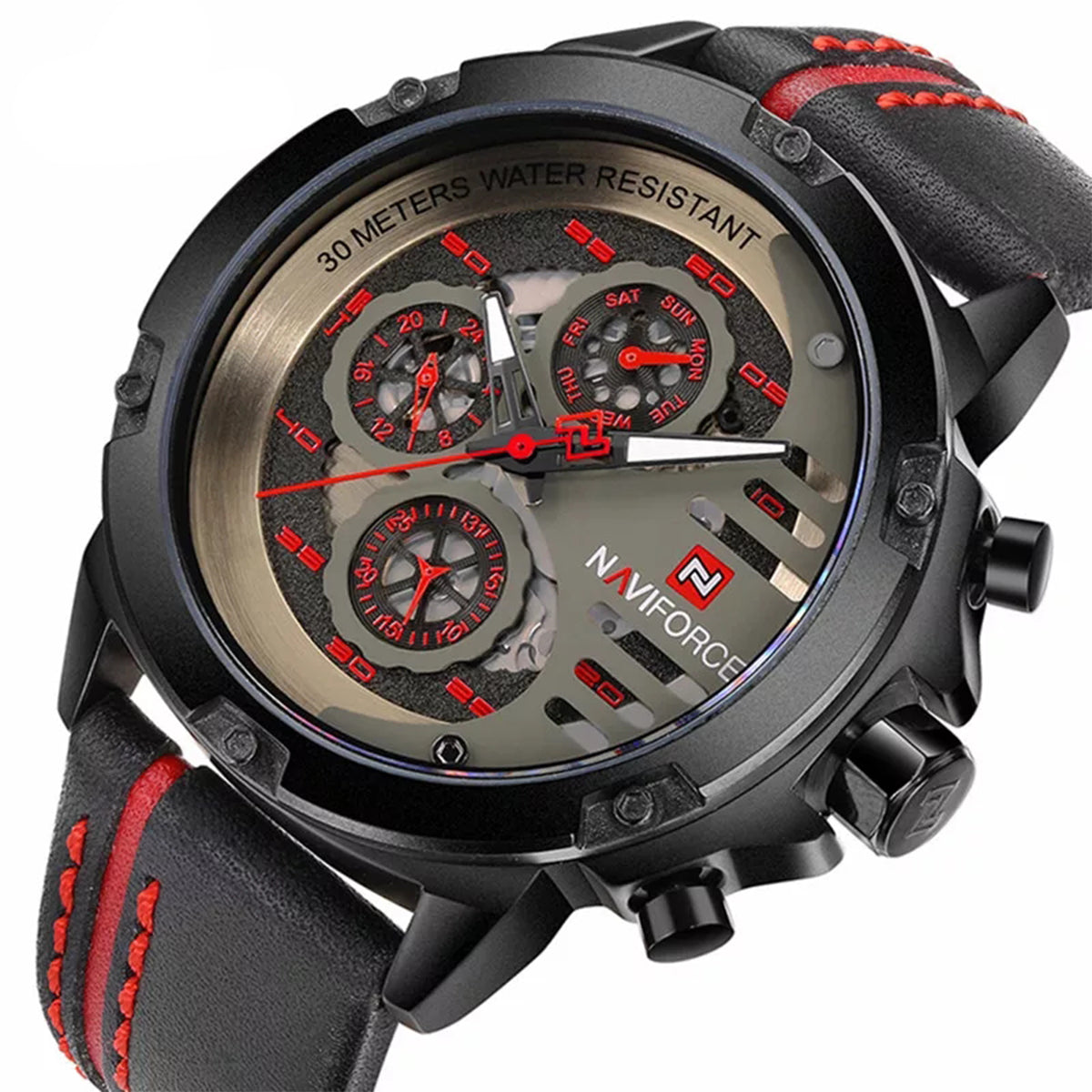 RELOJ NAVIFORCE CUERO ADIDS ROJO NAV-40