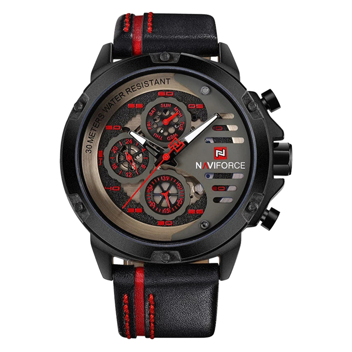 RELOJ NAVIFORCE CUERO ADIDS ROJO NAV-40