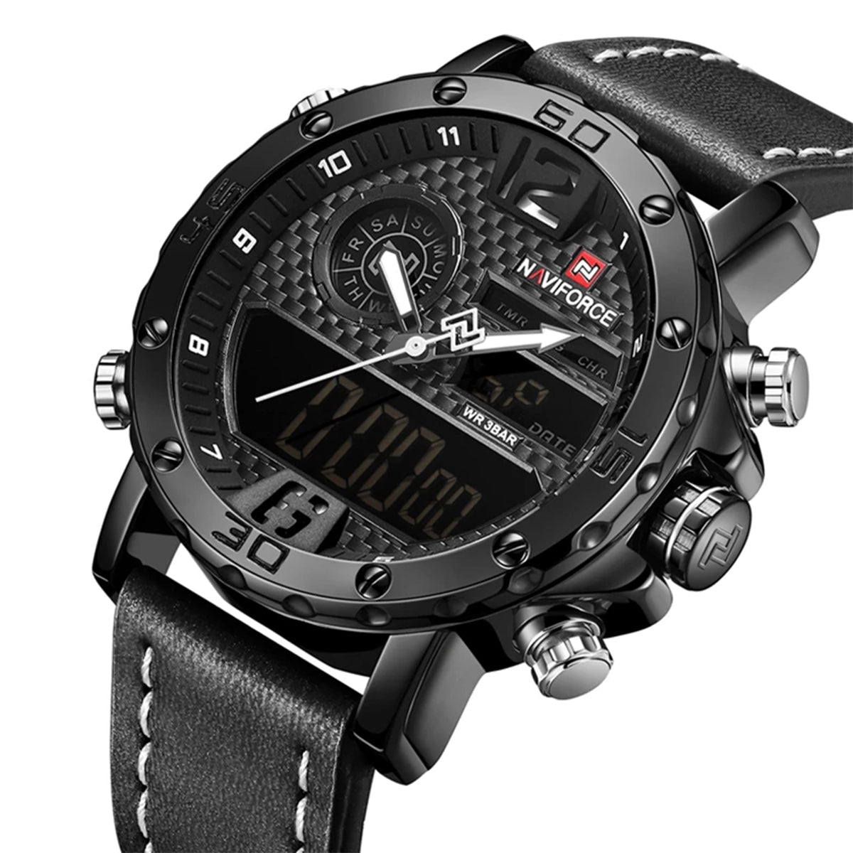 RELOJ NAVIFORCE CUERO NEGRO MATE NAV-72