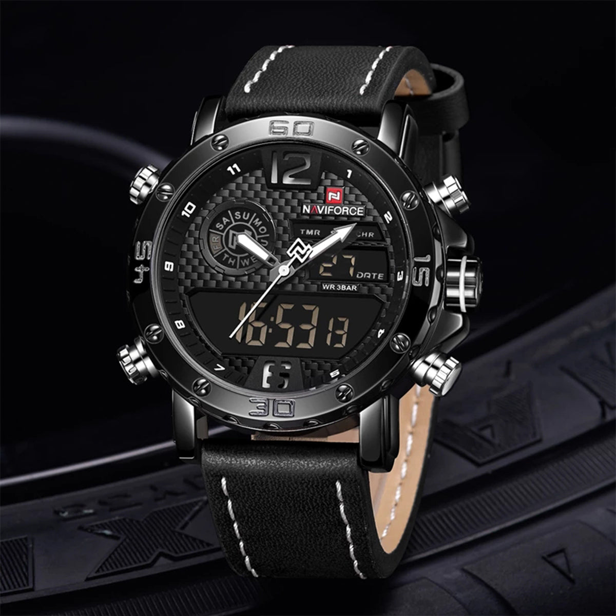 RELOJ NAVIFORCE CUERO NEGRO MATE NAV-72