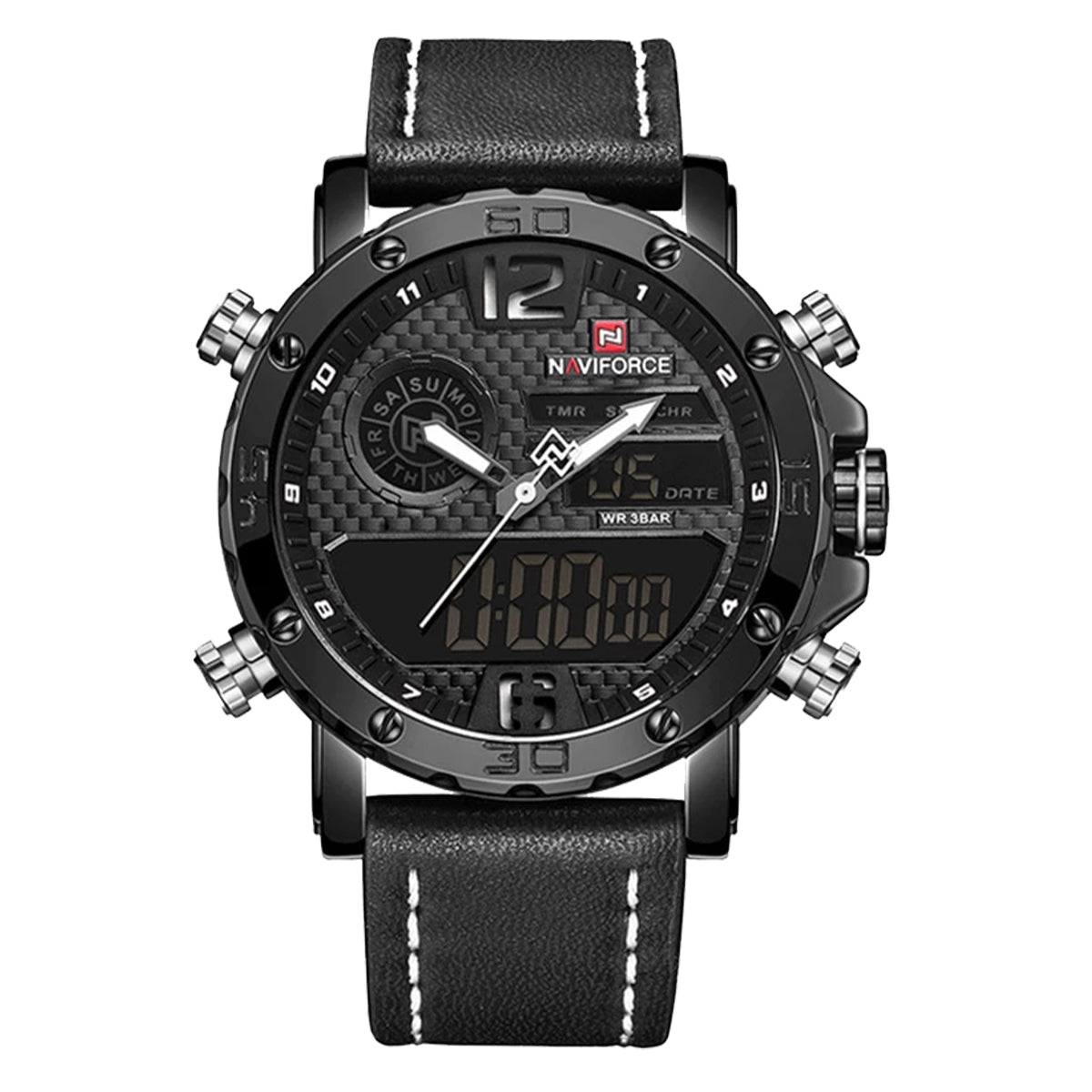 RELOJ NAVIFORCE CUERO NEGRO MATE NAV-72