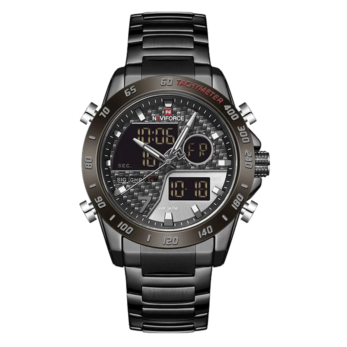 RELOJ NAVIFORCE ACERO NEGRO NAV-80