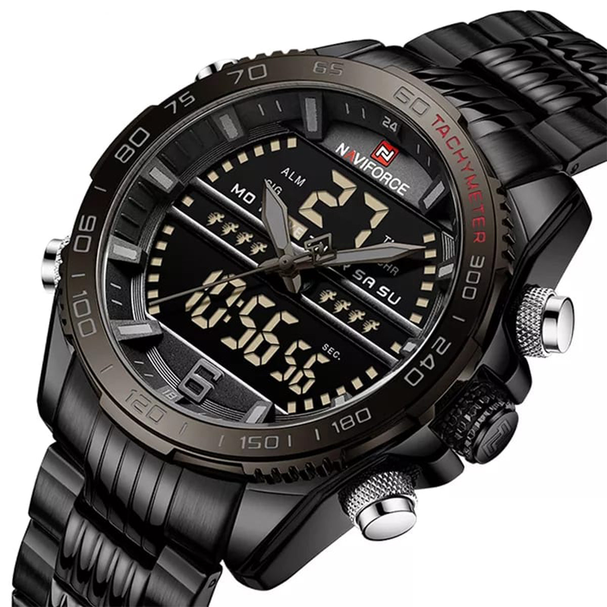 RELOJ NAVIFORCE ACERO NEGRO NAV-81