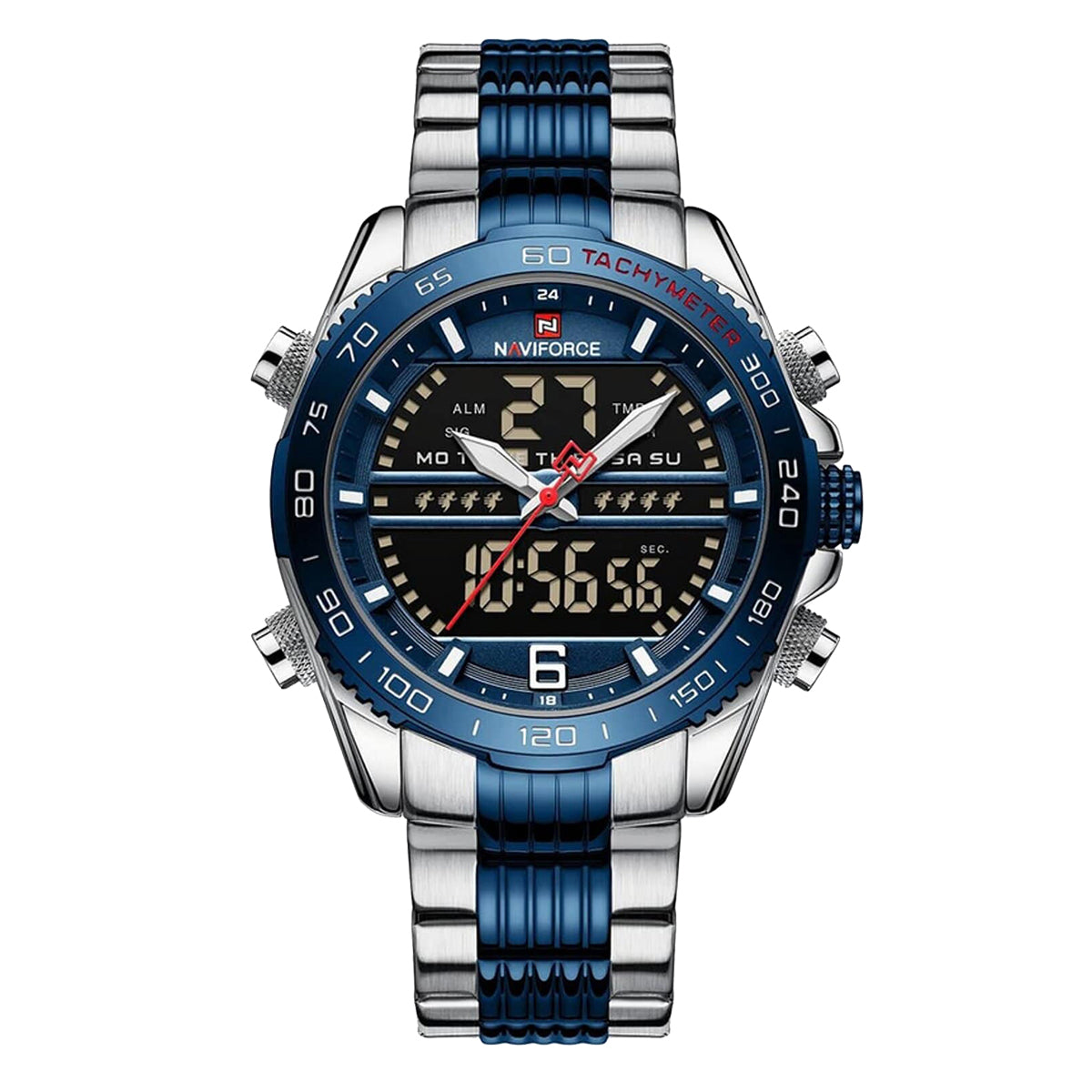 RELOJ NAVIFORCE ACERO GRIS AZUL NEGRO NAV-82