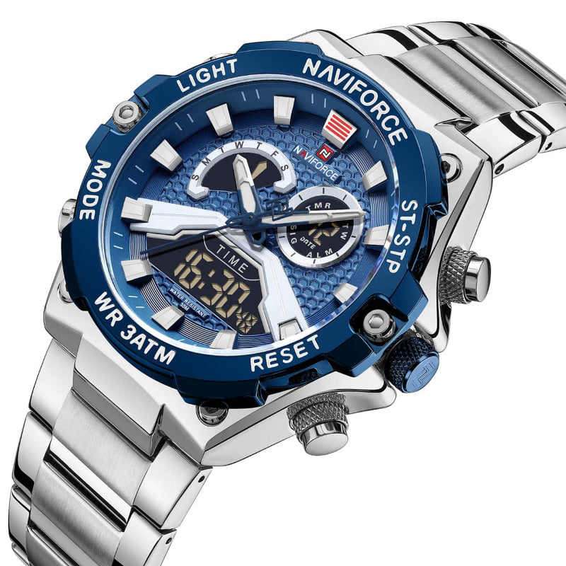 RELOJ NAVIFORCE ACERO PLATEADO CON AZUL NAV-90